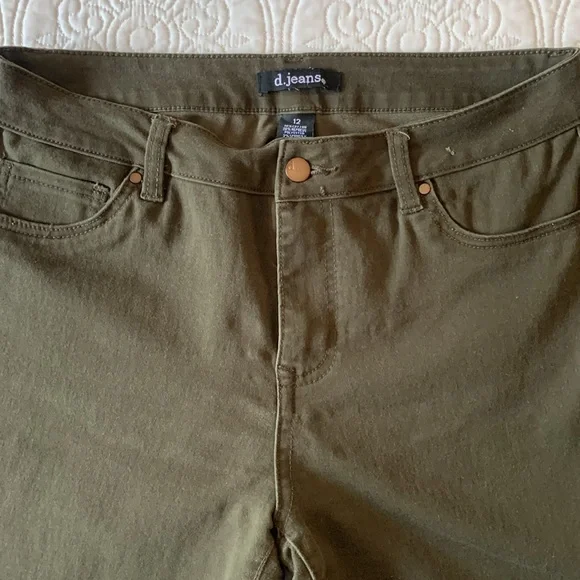 Dark Green Cropped Skinny Jeans - Picture 3 of 4